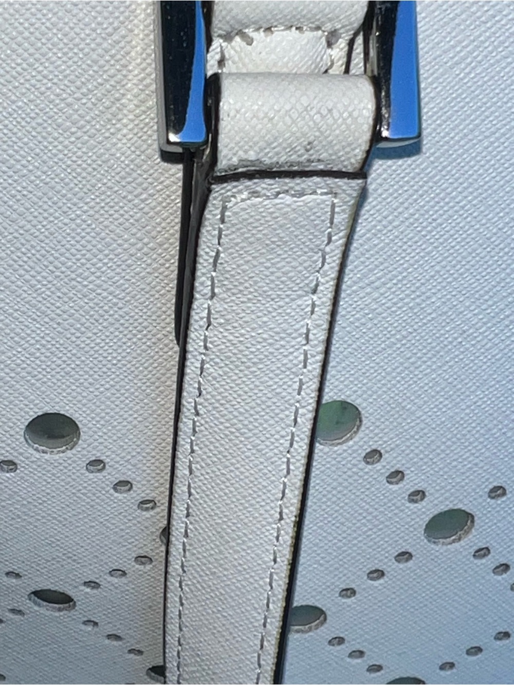 Michael Kors White Perforated Diamond-Pattern Tote - Picture 13 of 14